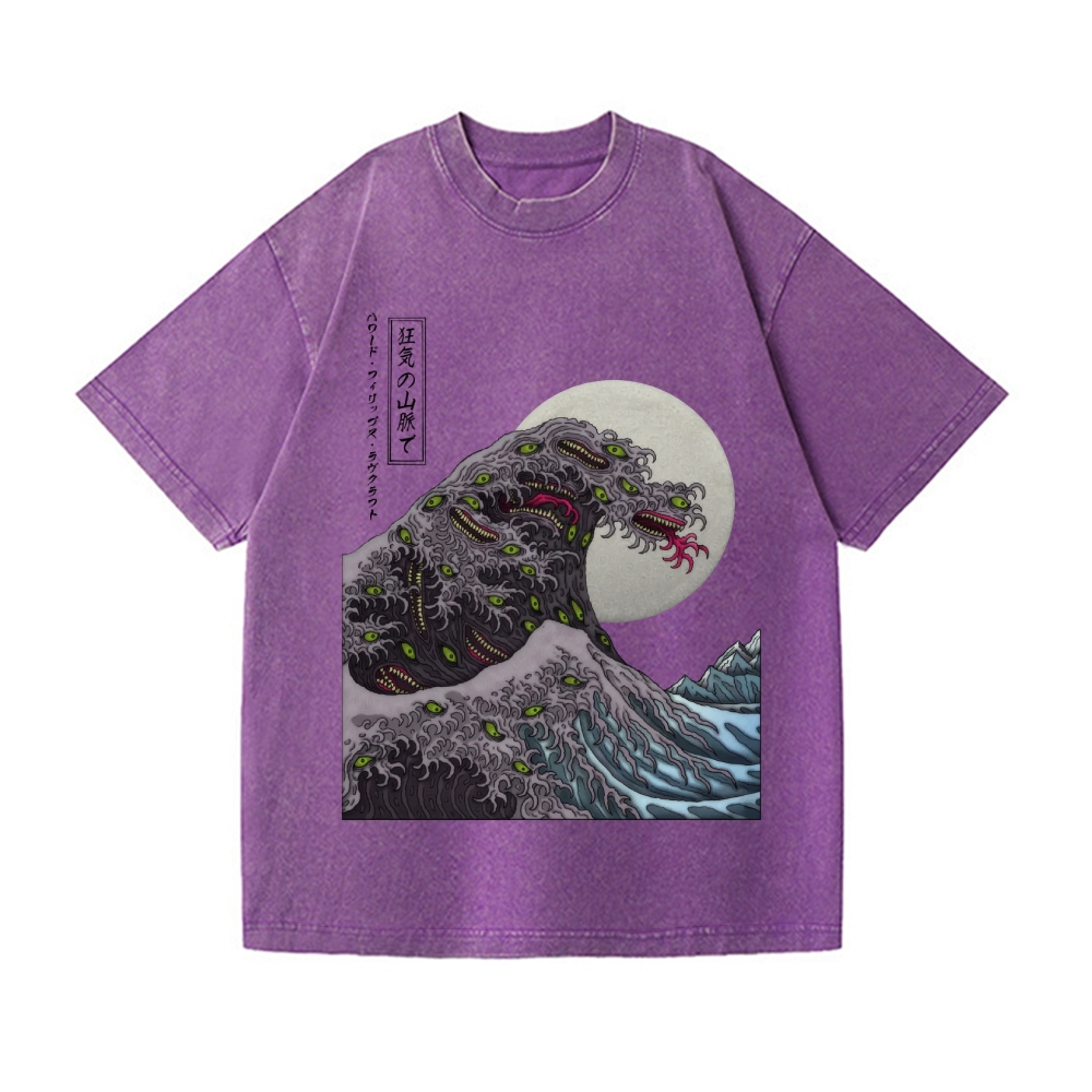 Great Wave Shoggoth Vintage Wash Japanese Design T-Shirt