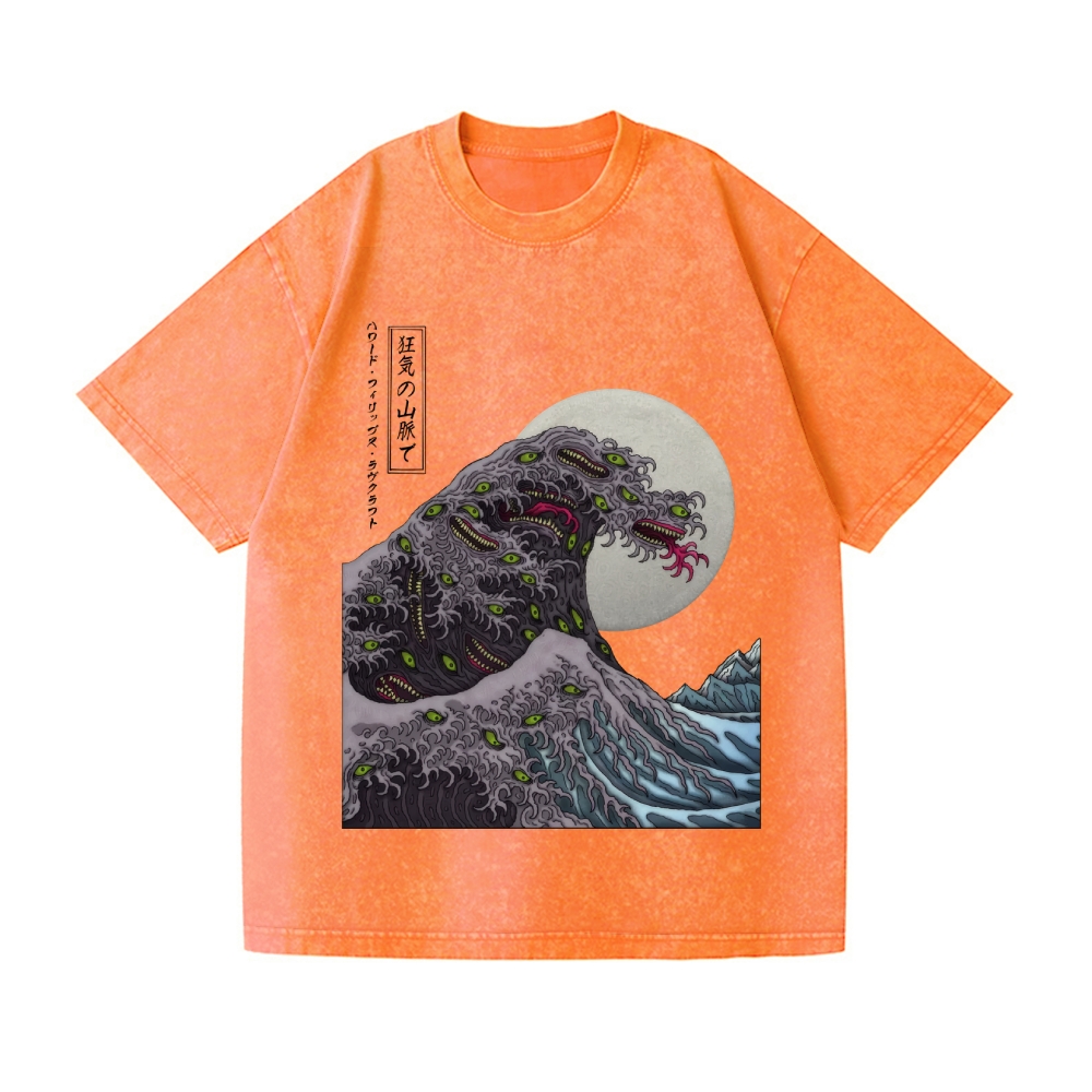 Great Wave Shoggoth Vintage Wash Japanese Design T-Shirt