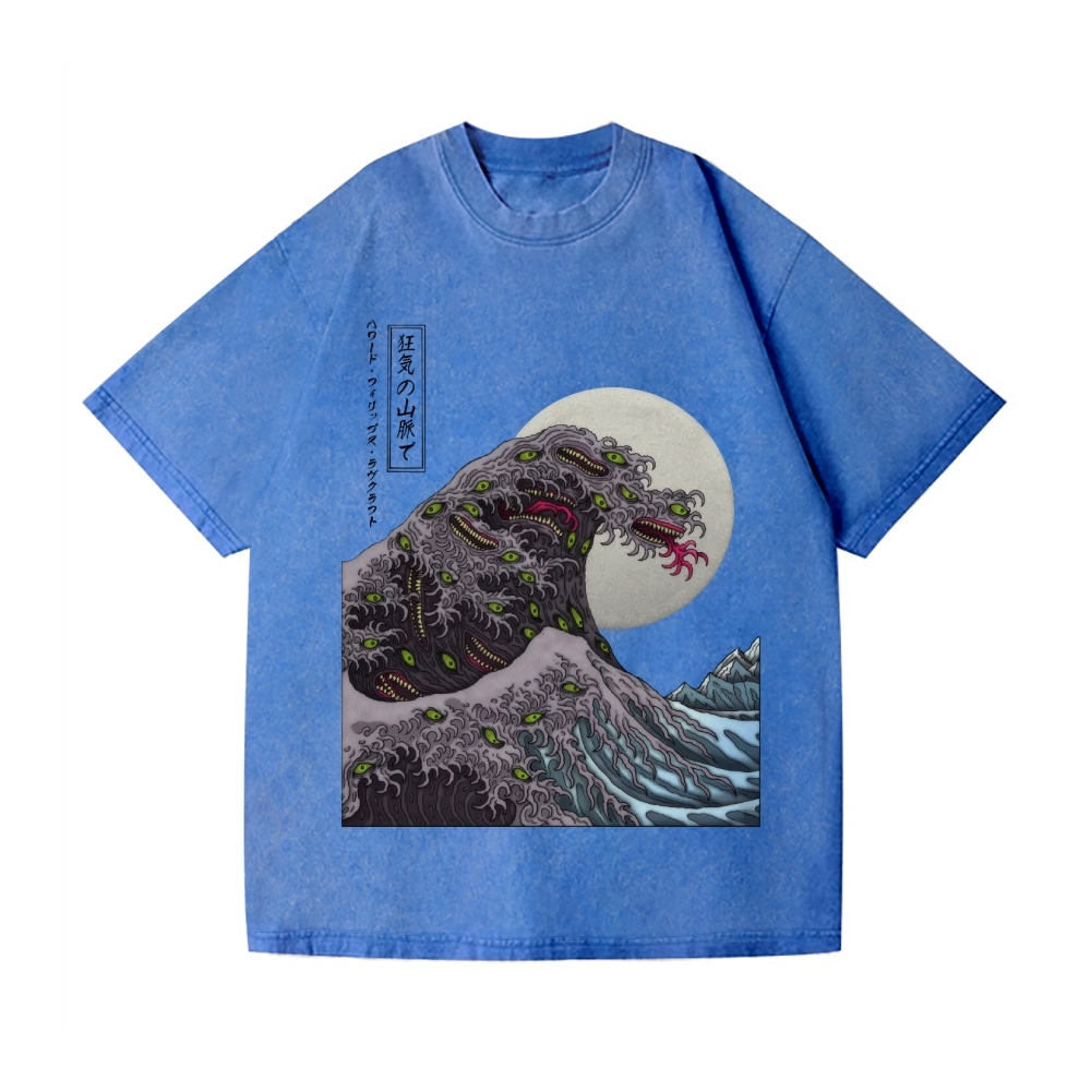 Great Wave Shoggoth Vintage Wash Japanese Design T-Shirt