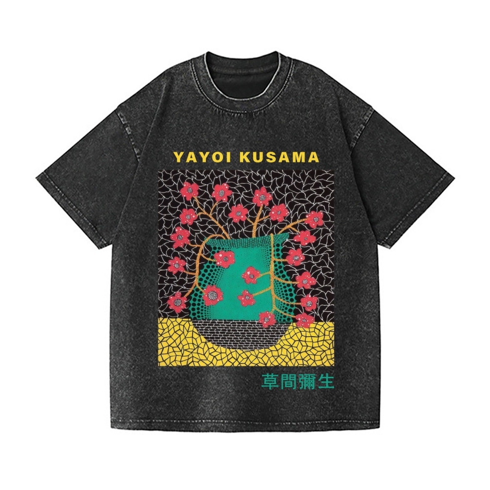 Yayoi Kusama Flower Vintage Wash Japanese Design T-Shirt