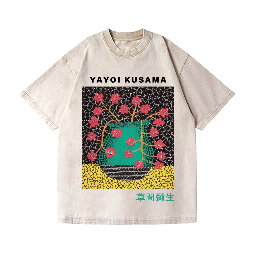 Yayoi Kusama Flower Vintage Wash Japanese Design T-Shirt