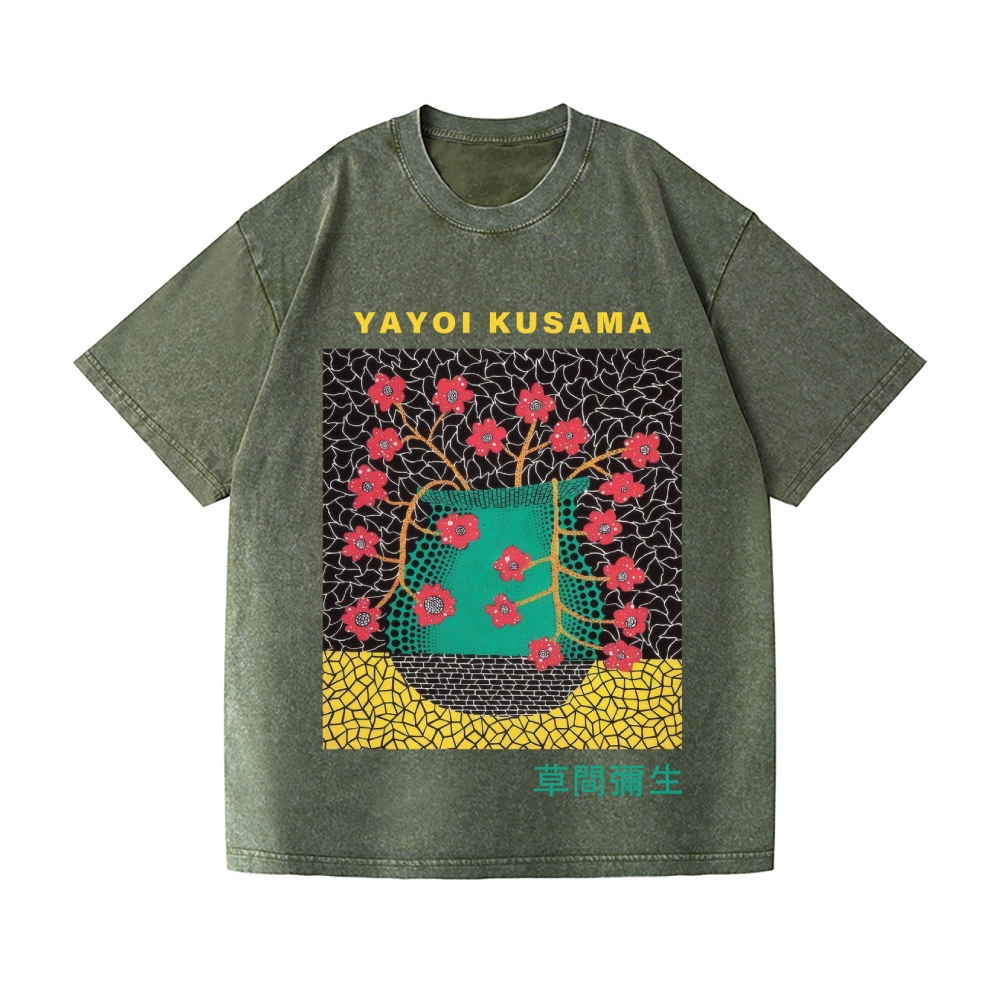 Yayoi Kusama Flower Vintage Wash Japanese Design T-Shirt