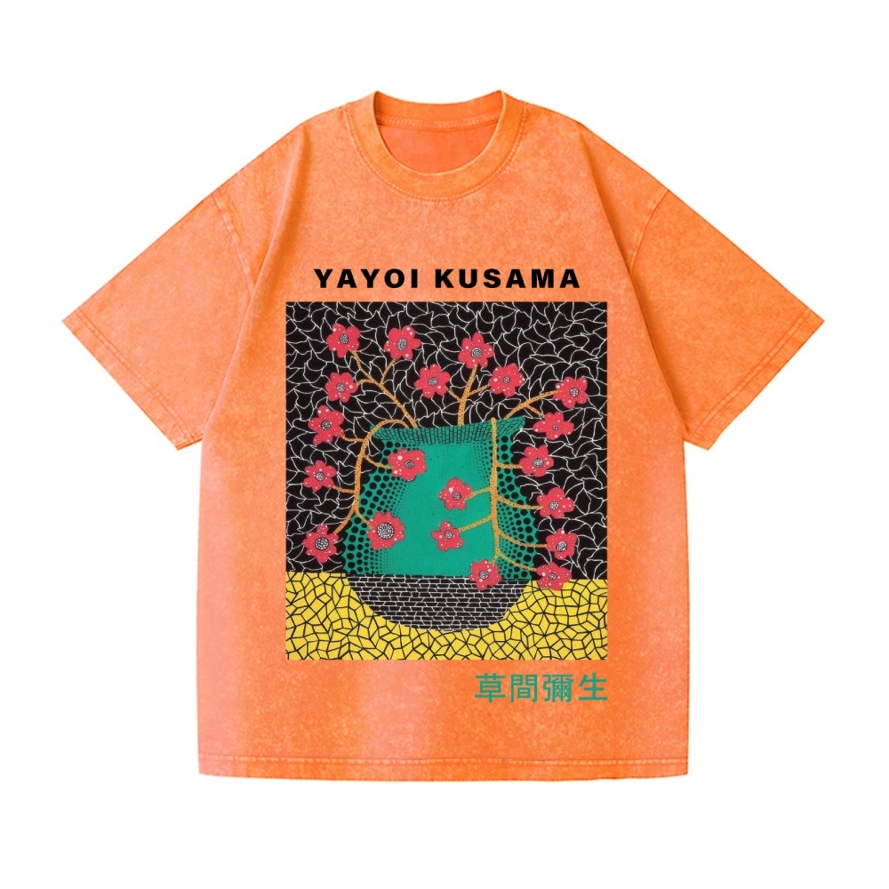 Yayoi Kusama Flower Vintage Wash Japanese Design T-Shirt