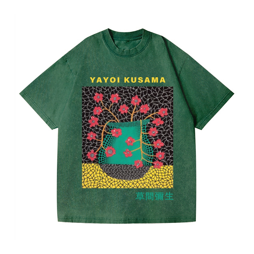 Yayoi Kusama Flower Vintage Wash Japanese Design T-Shirt