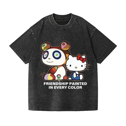 TM Panda Kitty Vintage Wash Japanese Design T-Shirt