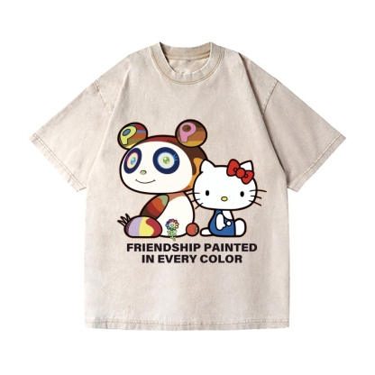 TM Panda Kitty Vintage Wash Japanese Design T-Shirt