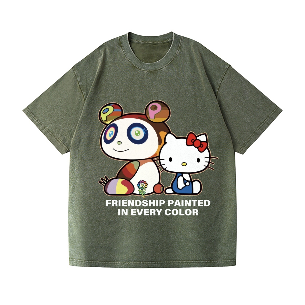 TM Panda Kitty Vintage Wash Japanese Design T-Shirt