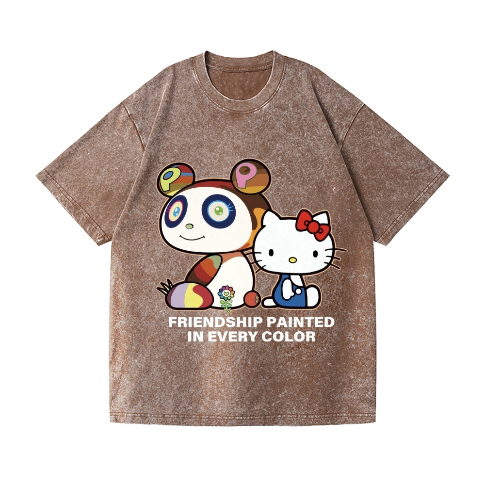 TM Panda Kitty Vintage Wash Japanese Design T-Shirt