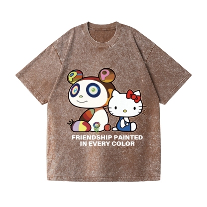 TM Panda Kitty Vintage Wash Japanese Design T-Shirt