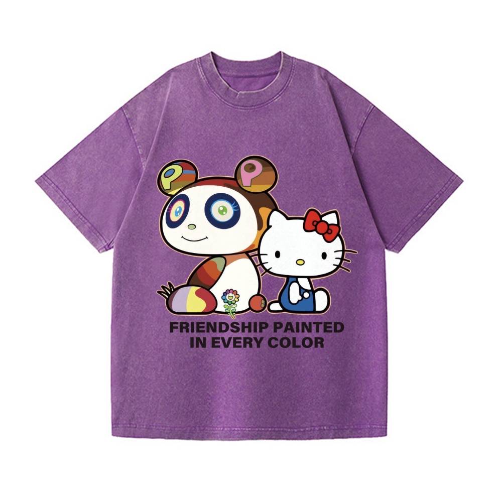 TM Panda Kitty Vintage Wash Japanese Design T-Shirt