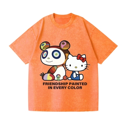 TM Panda Kitty Vintage Wash Japanese Design T-Shirt