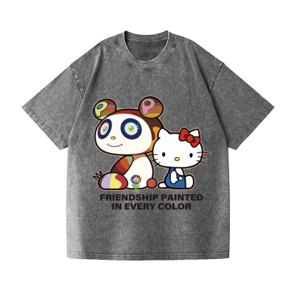 TM Panda Kitty Vintage Wash Japanese Design T-Shirt