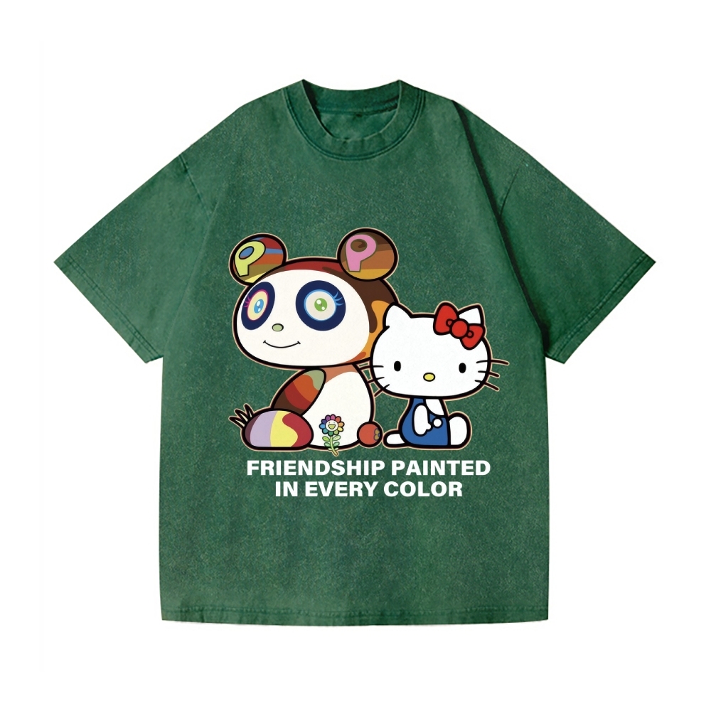 TM Panda Kitty Vintage Wash Japanese Design T-Shirt