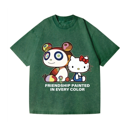 TM Panda Kitty Vintage Wash Japanese Design T-Shirt