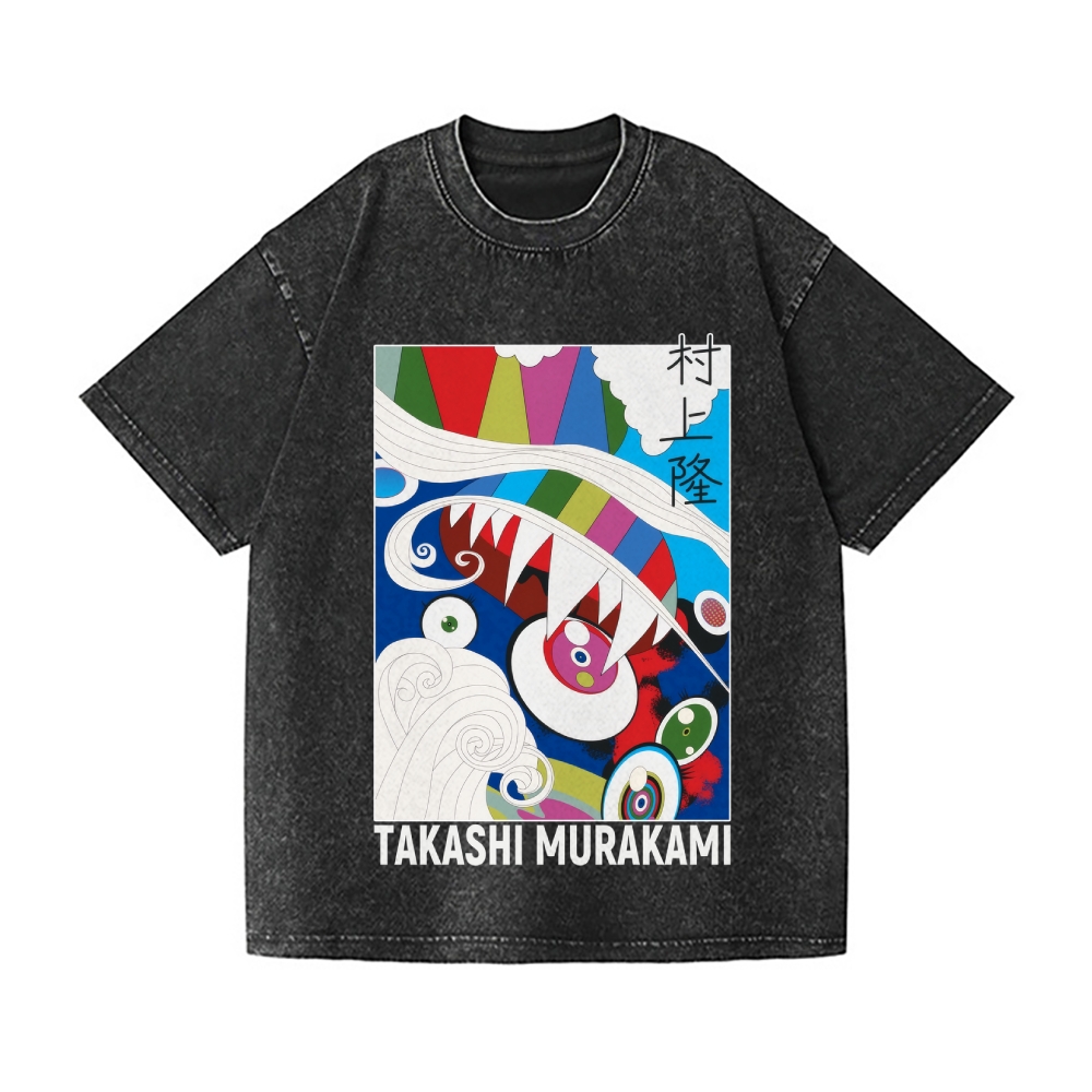 TM Abstract Vintage Wash Japanese Design T-Shirt