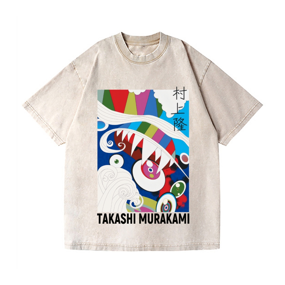 TM Abstract Vintage Wash Japanese Design T-Shirt
