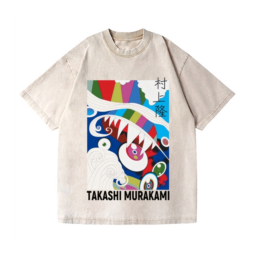 TM Abstract Vintage Wash Japanese Design T-Shirt