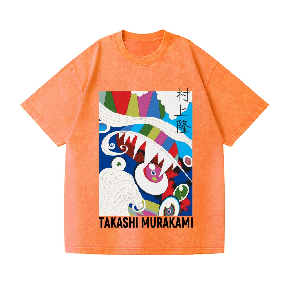 TM Abstract Vintage Wash Japanese Design T-Shirt
