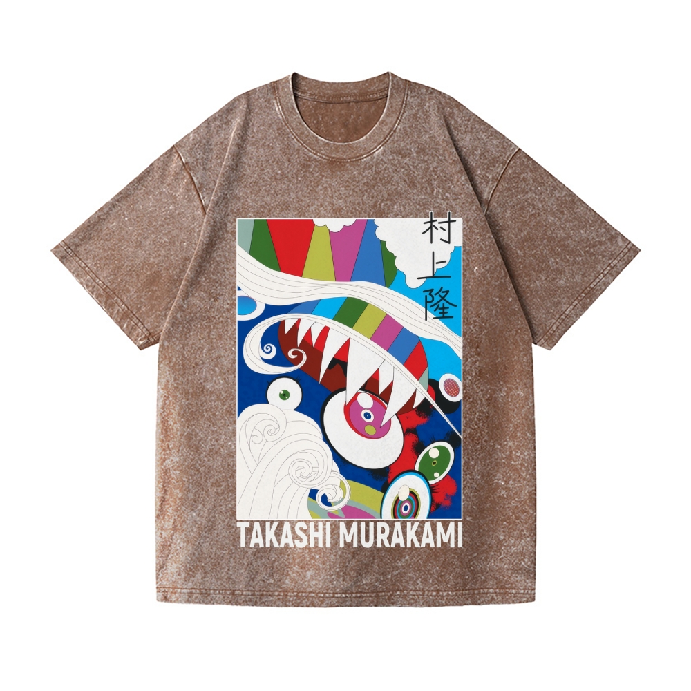 TM Abstract Vintage Wash Japanese Design T-Shirt