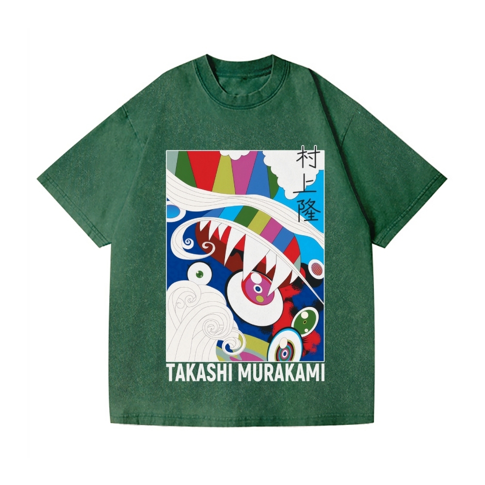 TM Abstract Vintage Wash Japanese Design T-Shirt