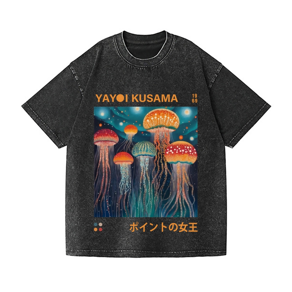Yayoi Kusama Jellyfish Vintage Wash Japanese Design T-Shirt