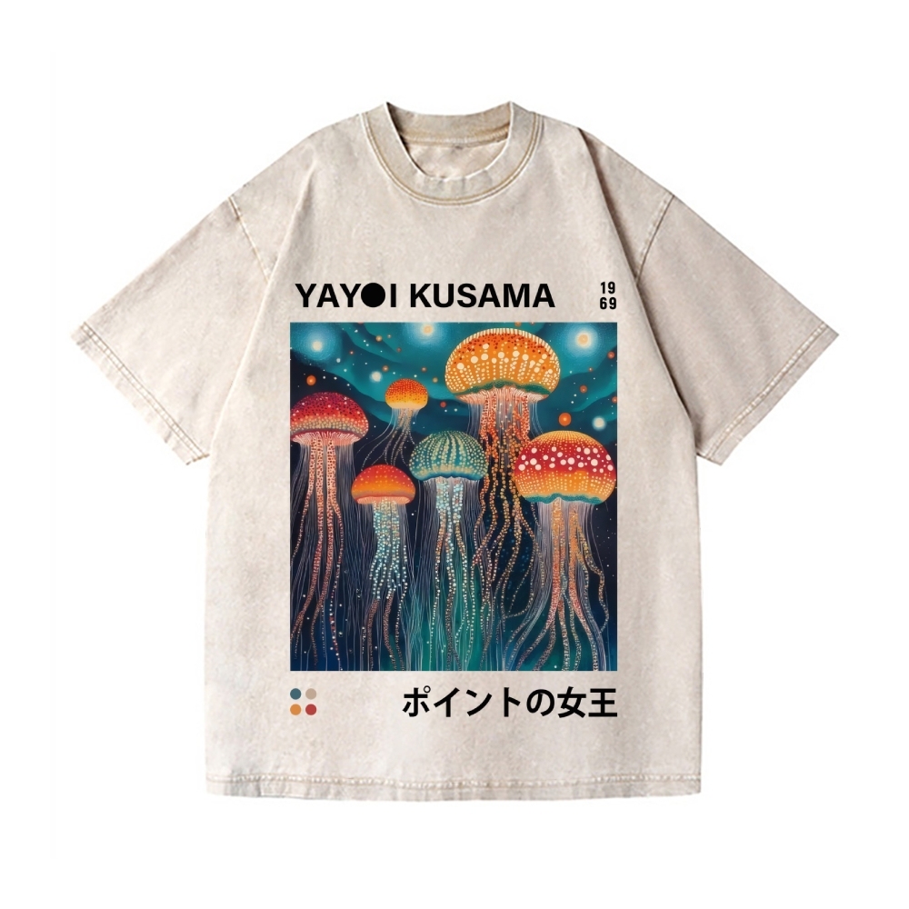 Yayoi Kusama Jellyfish Vintage Wash Japanese Design T-Shirt
