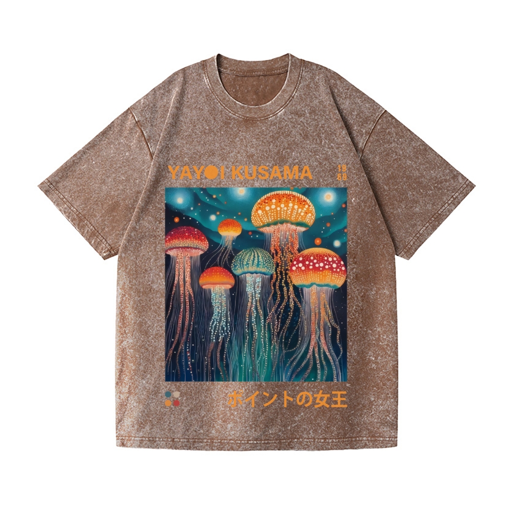 Yayoi Kusama Jellyfish Vintage Wash Japanese Design T-Shirt