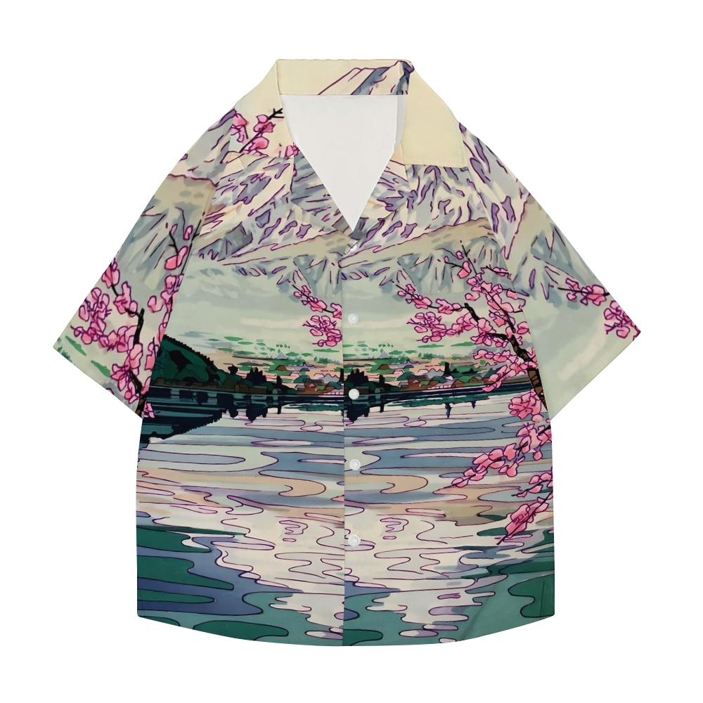 Fuji Mount Sakura Japanese Style Camp Shirt