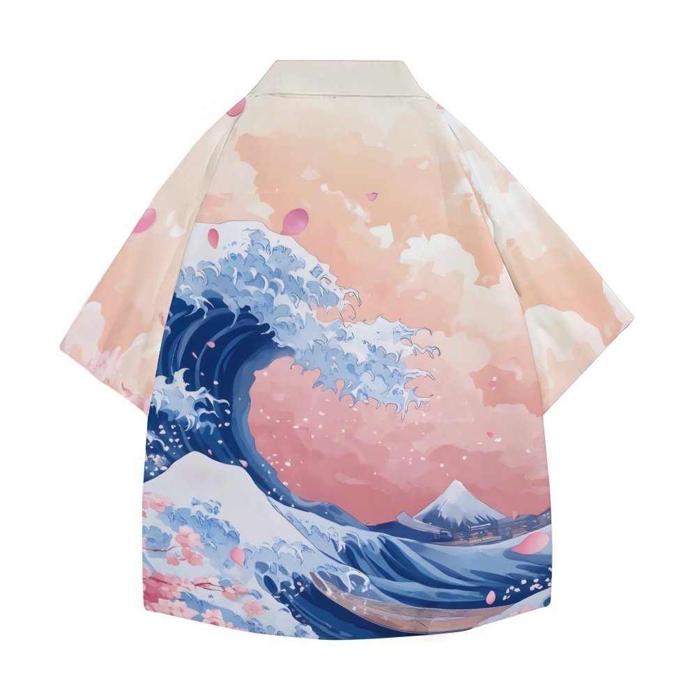 Great Wave Sakura Japanese Style Camp Shirt
