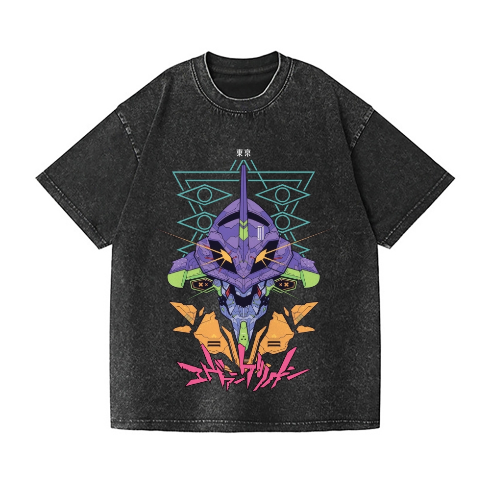 Neon Genesis Evangelion Vintage Wash Japanese Design T-Shirt