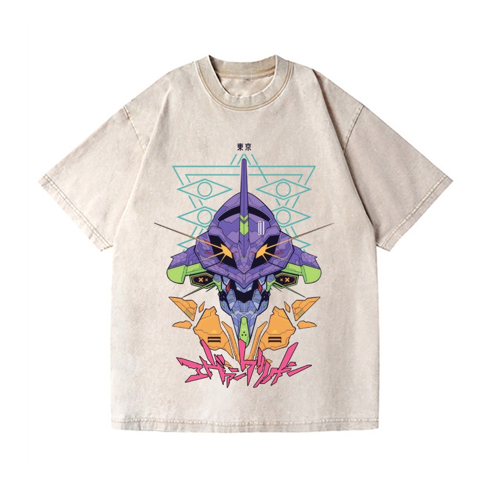 Neon Genesis Evangelion Vintage Wash Japanese Design T-Shirt