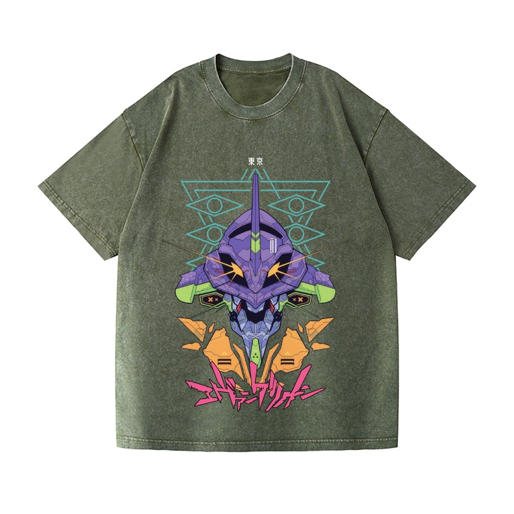 Neon Genesis Evangelion Vintage Wash Japanese Design T-Shirt