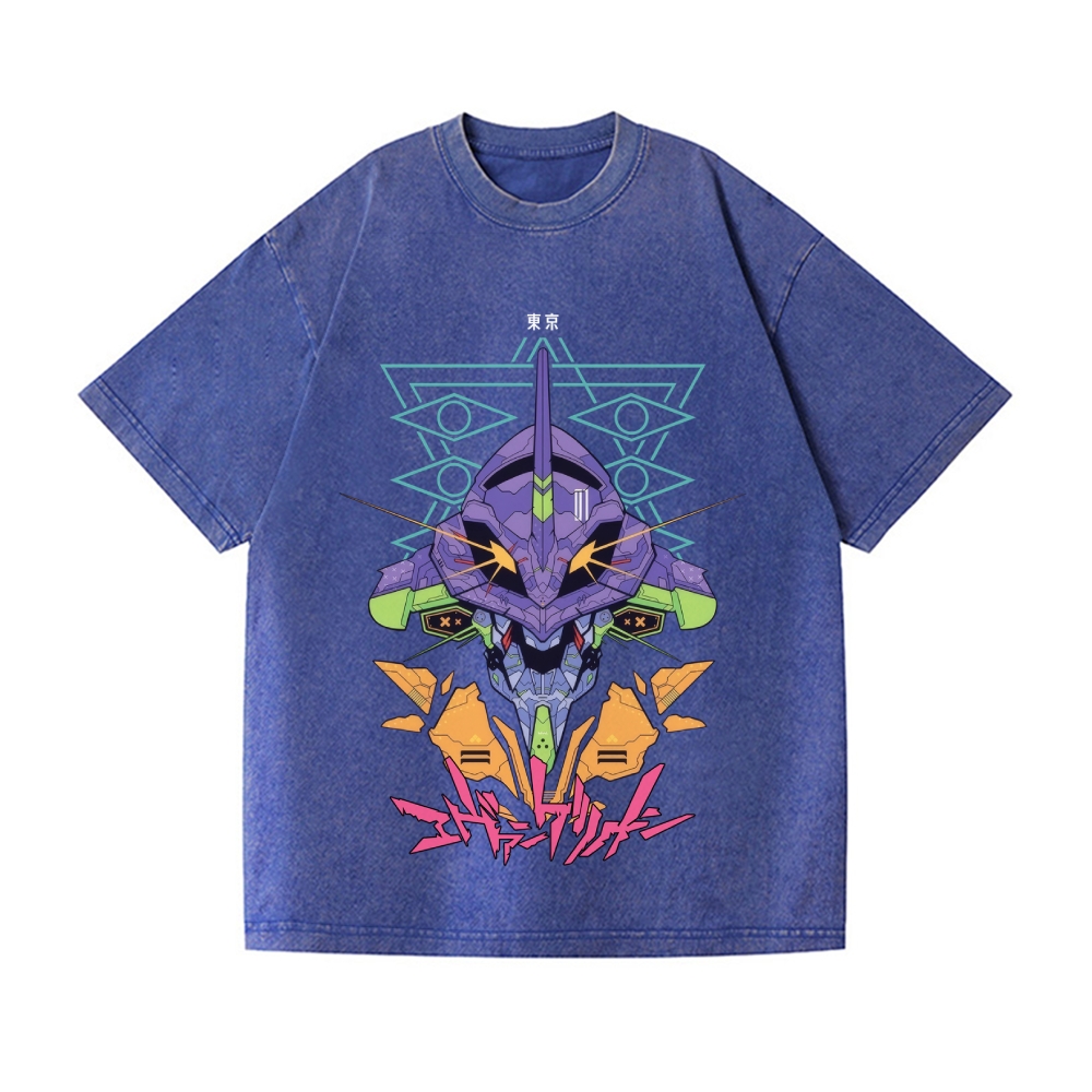 Neon Genesis Evangelion Vintage Wash Japanese Design T-Shirt