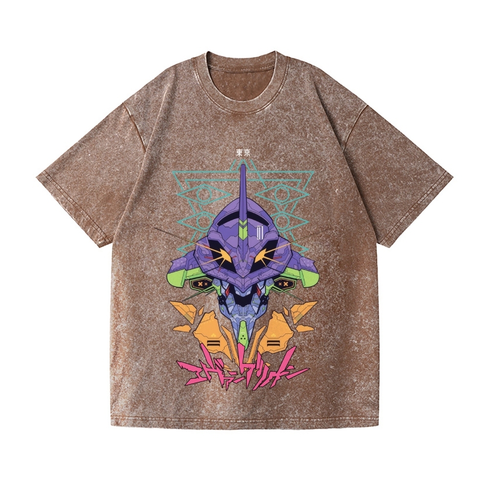 Neon Genesis Evangelion Vintage Wash Japanese Design T-Shirt