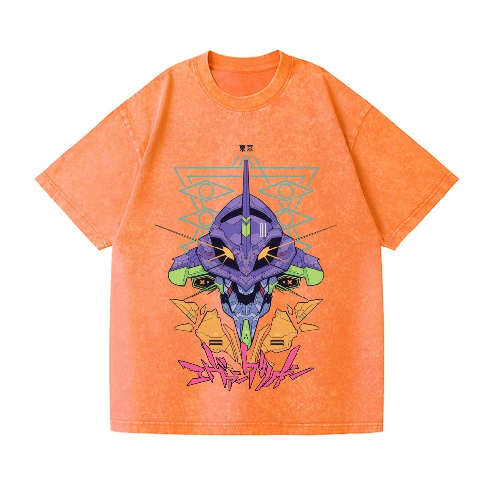 Neon Genesis Evangelion Vintage Wash Japanese Design T-Shirt