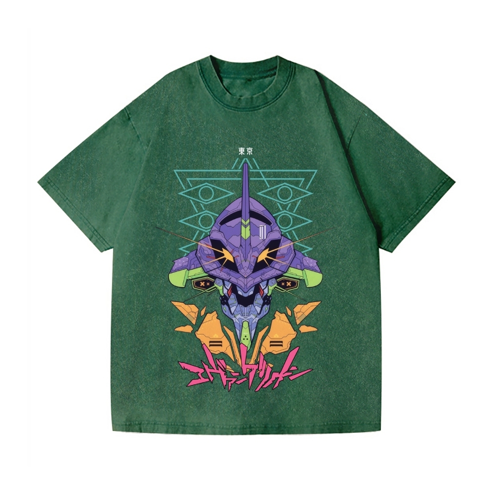 Neon Genesis Evangelion Vintage Wash Japanese Design T-Shirt
