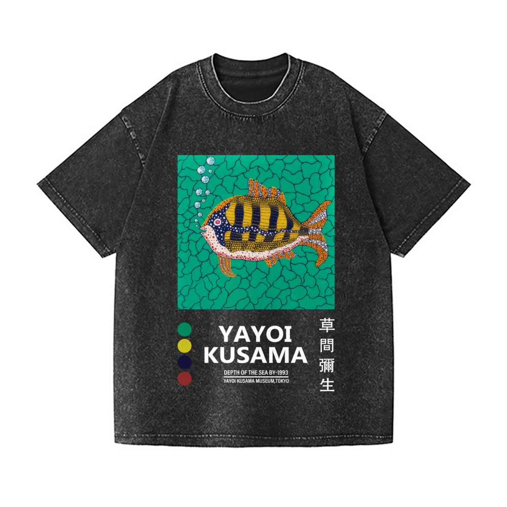Yayoi Kusama Fish Vintage Wash Japanese Design T-Shirt