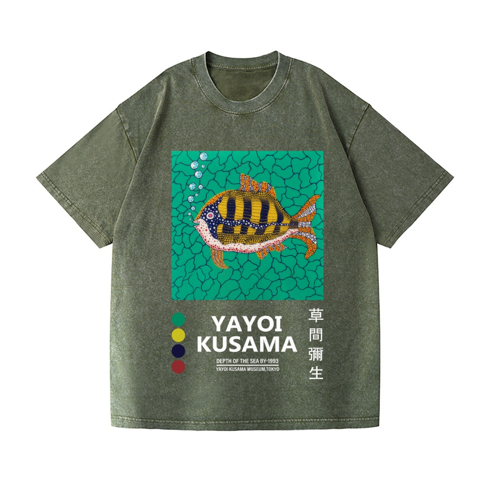 Yayoi Kusama Fish Vintage Wash Japanese Design T-Shirt