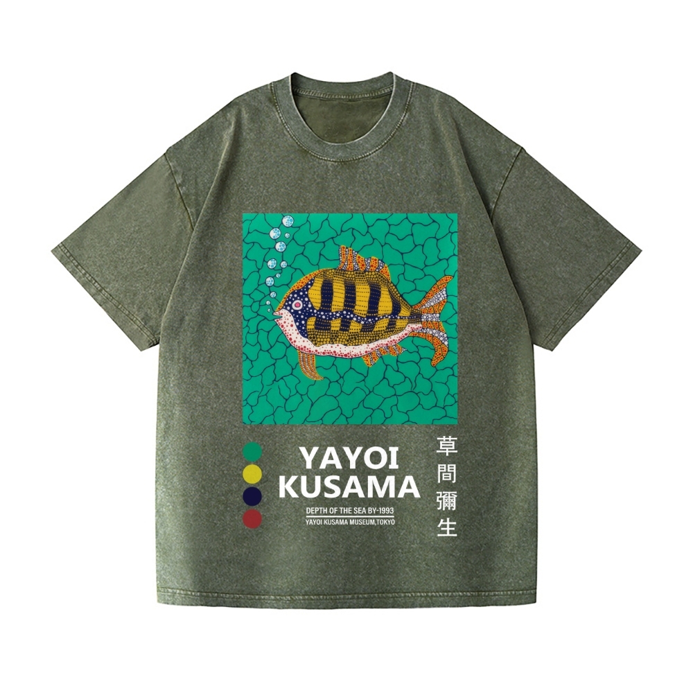 Yayoi Kusama Fish Vintage Wash Japanese Design T-Shirt