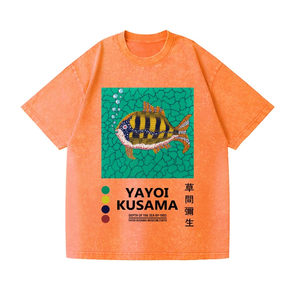 Yayoi Kusama Fish Vintage Wash Japanese Design T-Shirt