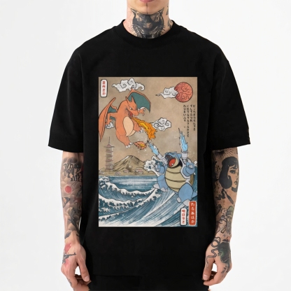 Charizard & Blastoise Ukiyoe Japanese Style Classic Tee