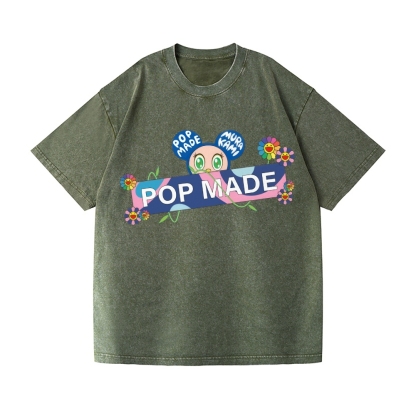 Pop-made Sunflower Vintage Wash Japanese Design T-Shirt