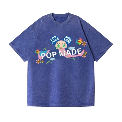 Pop-made Sunflower Vintage Wash Japanese Design T-Shirt