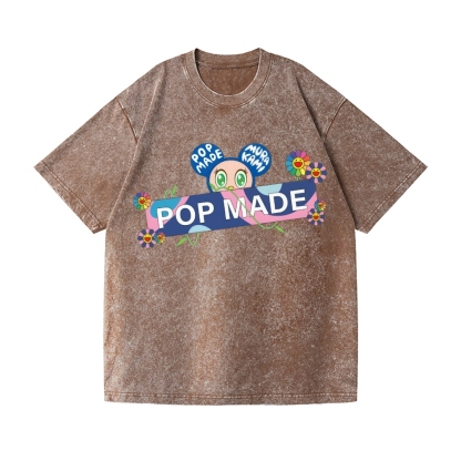 Pop-made Sunflower Vintage Wash Japanese Design T-Shirt