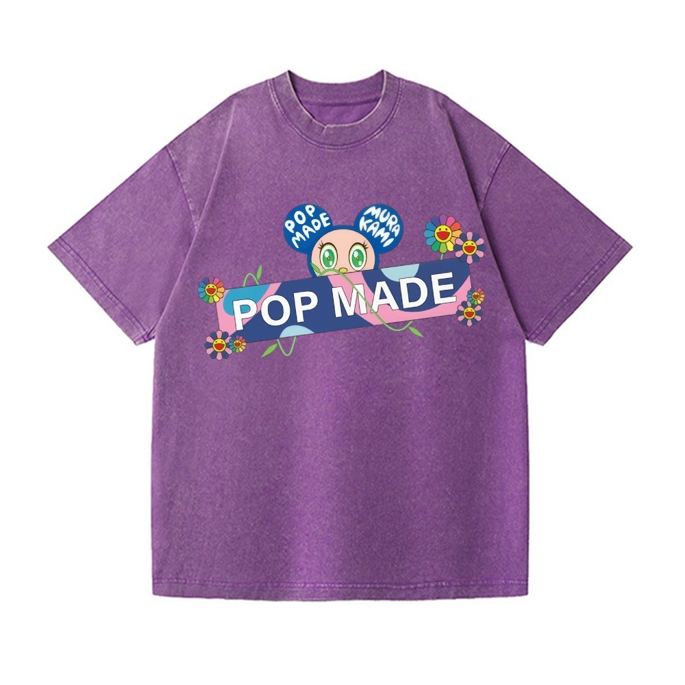 Pop-made Sunflower Vintage Wash Japanese Design T-Shirt