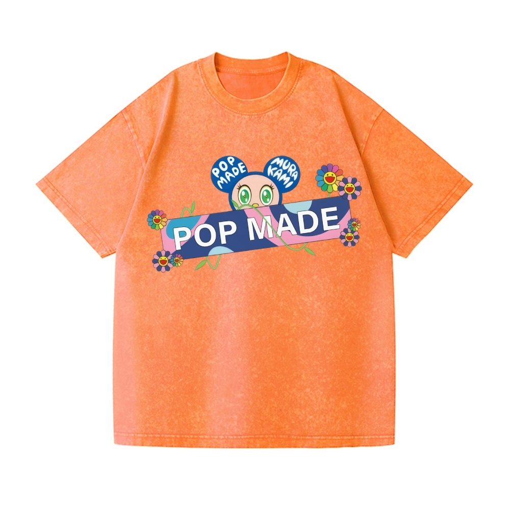 Pop-made Sunflower Vintage Wash Japanese Design T-Shirt