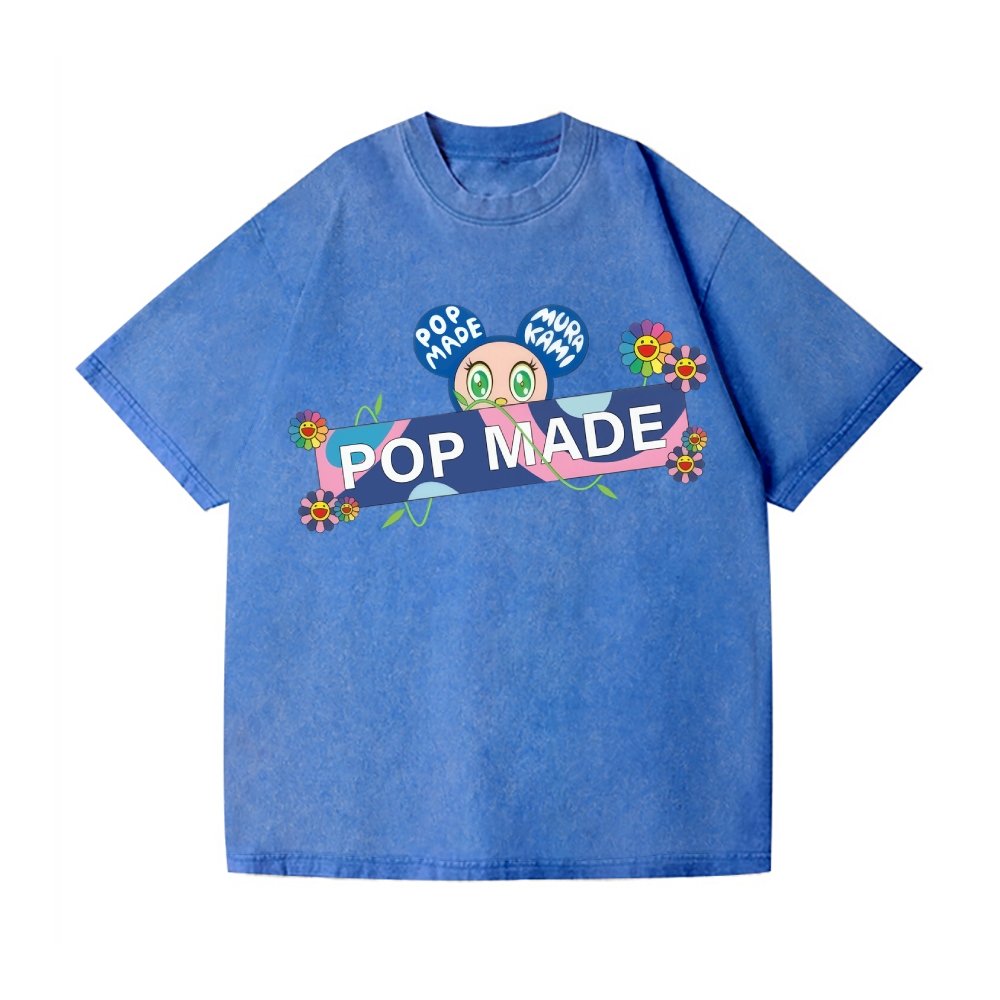 Pop-made Sunflower Vintage Wash Japanese Design T-Shirt