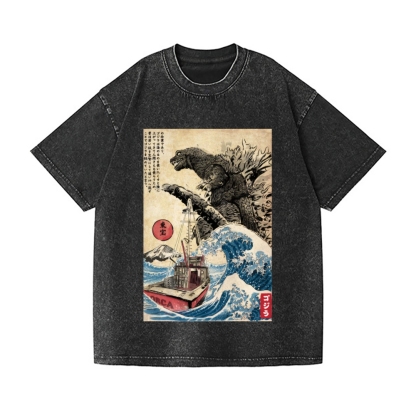 Kaiju Vintage Wash Japanese Design T-Shirt