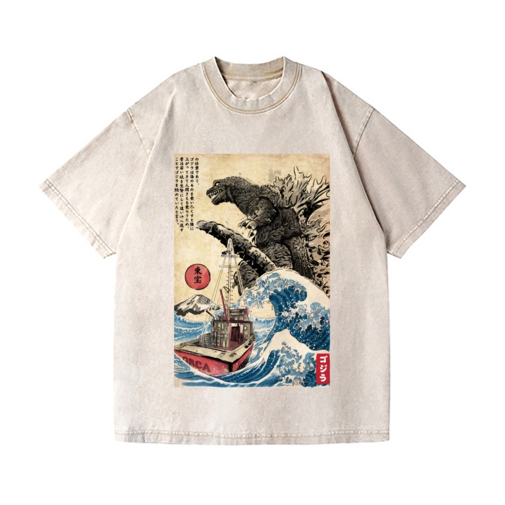 Kaiju Vintage Wash Japanese Design T-Shirt