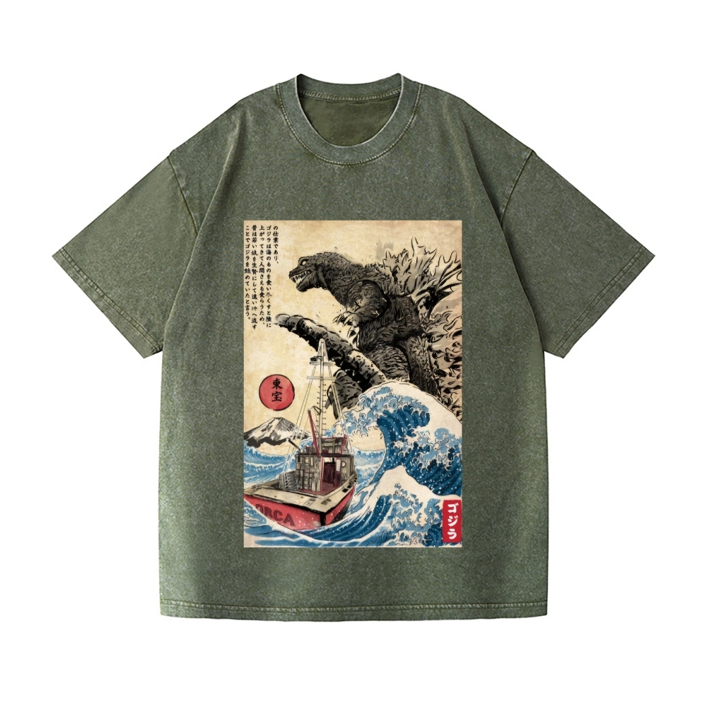 Kaiju Vintage Wash Japanese Design T-Shirt